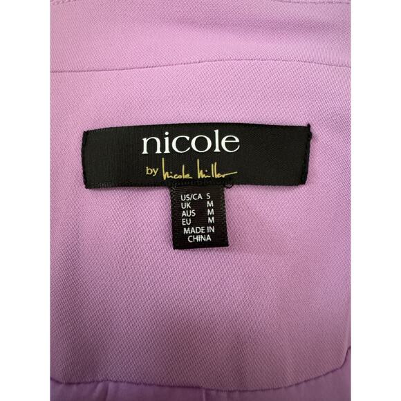 nicole by Nicole Miller Stretch Crepe Blazer with Ruched Sleeves Liliac Small - Picture 11 of 13